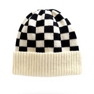 Checkered Black and White Vans-inspired Knit Beanie